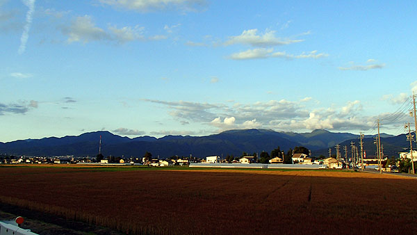高速道路と並行する道から見た景色